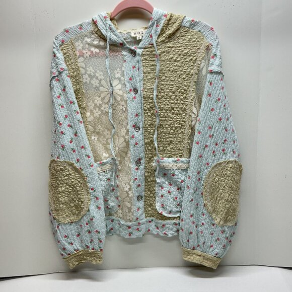 ❤️#1507A POL LACE&FLORAL PATTERN-BLUE JACKET (HAVE PANTS IN ANOTHER LISTING) - Picture 6 of 15